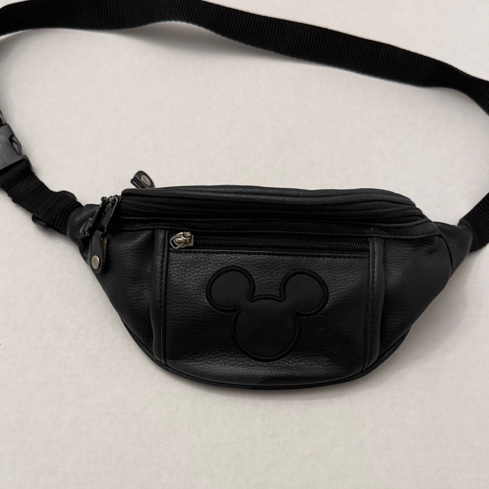 Disney Black Faux Leather Mickey Waist Bag